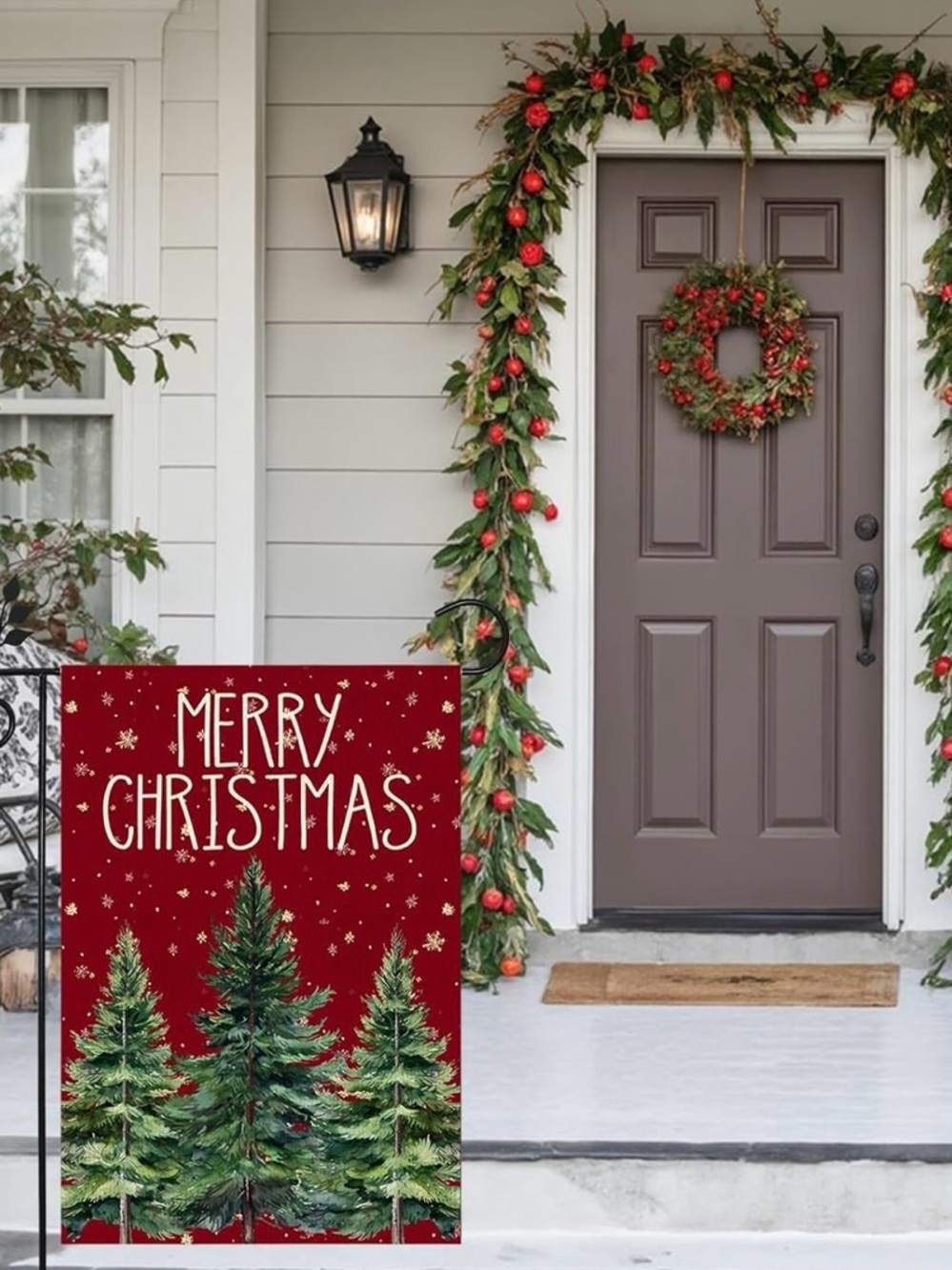 NEW Red Green Trees “Merry Christmas” Double Sided Garden Flag - 12”x18”
